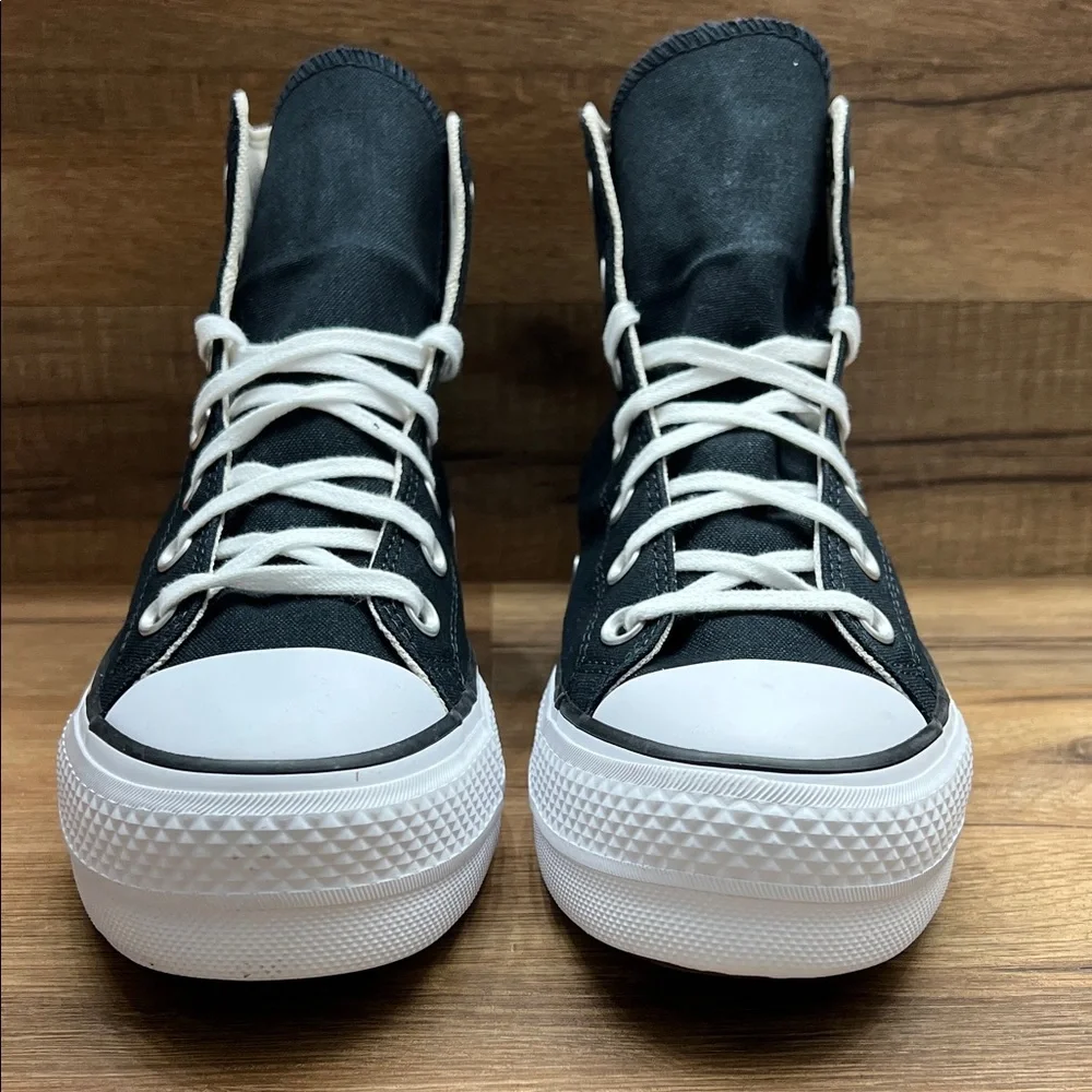 Converse Classic Black and White High-Tops platform
